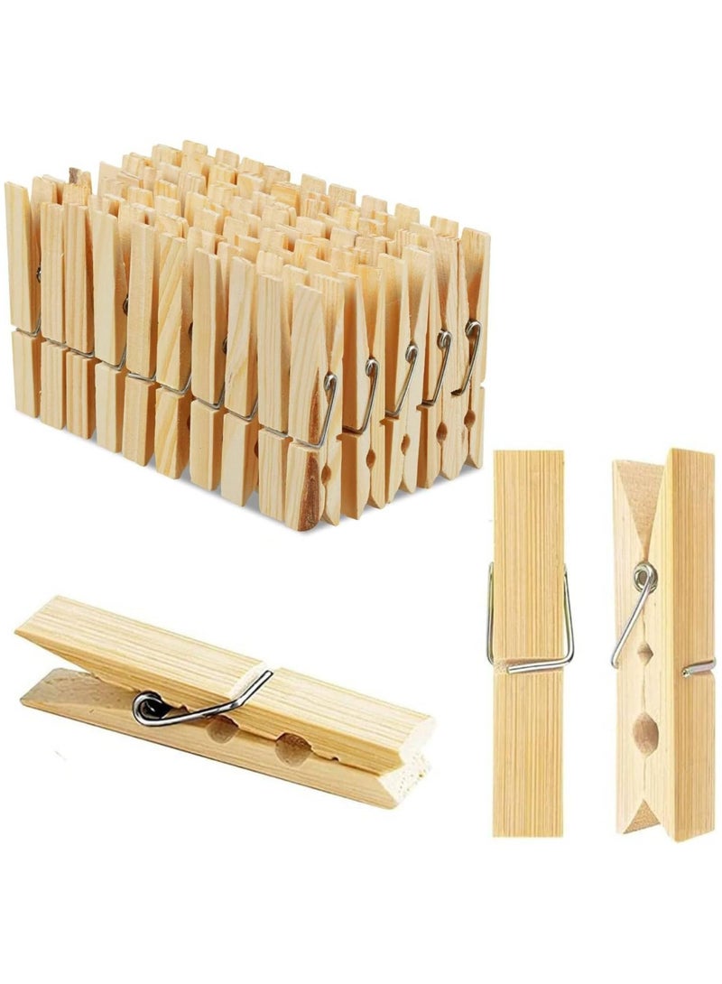مخطوطات مشابك غسيل خشبية من الخيزران الطبيعي أوتاد ملابس مضادة للصدأ والرطوبة، دبابيس خشبية متينة، مشابك ملابس متينة مع حاملات قبضة قوية لتجفيف قماش الغسيل، 7 سم × 1.2 سم، عبوة من 48 قطعة - Image 1