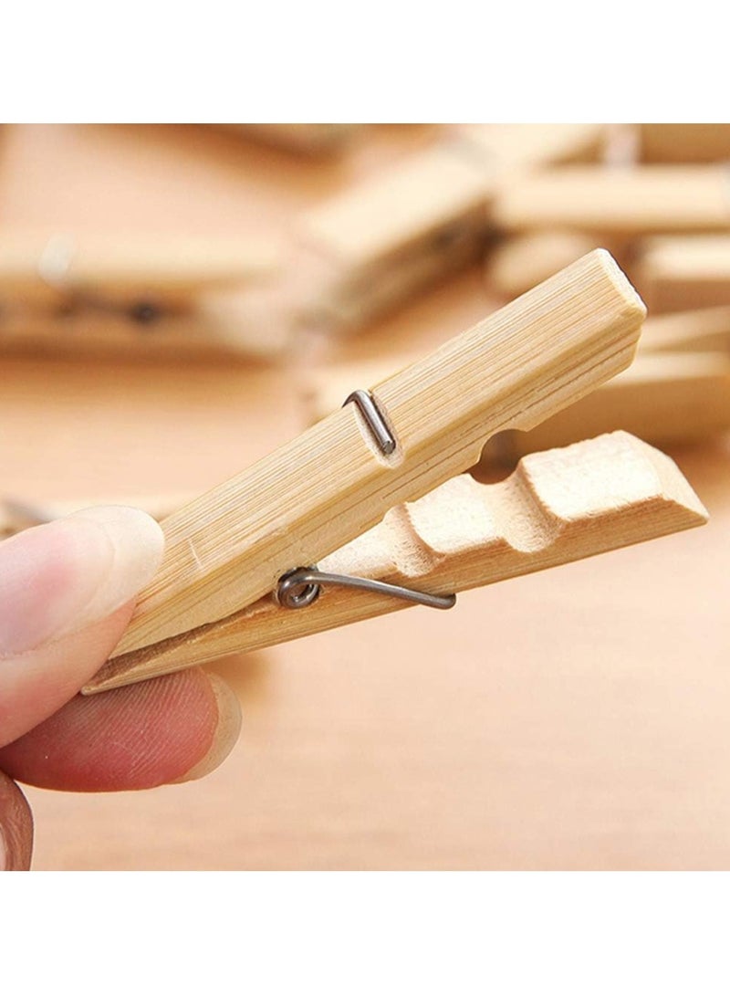 مخطوطات مشابك غسيل خشبية من الخيزران الطبيعي أوتاد ملابس مضادة للصدأ والرطوبة، دبابيس خشبية متينة، مشابك ملابس متينة مع حاملات قبضة قوية لتجفيف قماش الغسيل، 7 سم × 1.2 سم، عبوة من 48 قطعة - Image 5