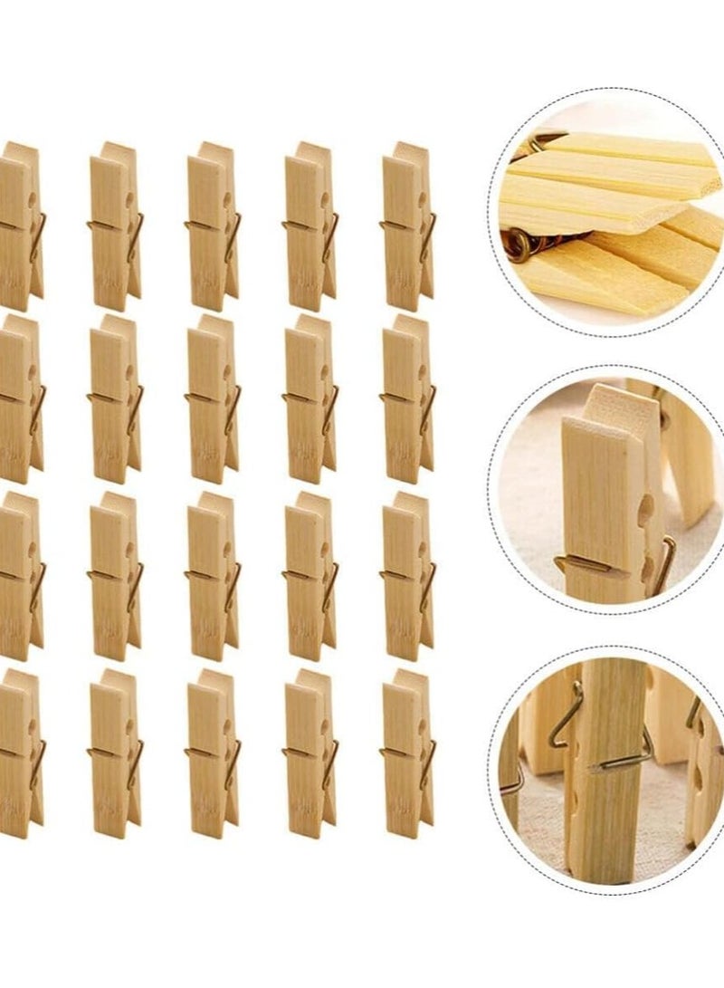 مخطوطات مشابك غسيل خشبية من الخيزران الطبيعي أوتاد ملابس مضادة للصدأ والرطوبة، دبابيس خشبية متينة، مشابك ملابس متينة مع حاملات قبضة قوية لتجفيف قماش الغسيل، 7 سم × 1.2 سم، عبوة من 48 قطعة - Image 4