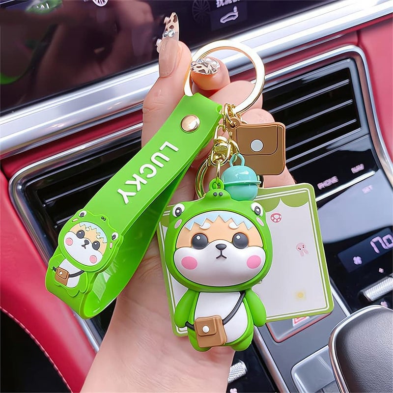 Keychain, Ladies Girl Cute Keychain with Cute Dog Pendant Hand Strap Creative New Year Gift Animal Pendant Car Key Pendant Metal Key Ring for Handbags, Purses, Bags, Belts, 1 Pcs, Green - Image 5