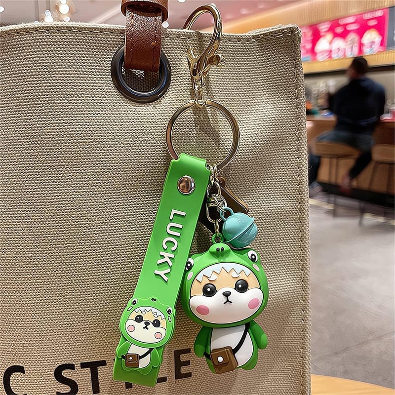 Keychain, Ladies Girl Cute Keychain with Cute Dog Pendant Hand Strap Creative New Year Gift Animal Pendant Car Key Pendant Metal Key Ring for Handbags, Purses, Bags, Belts, 1 Pcs, Green - Image 3