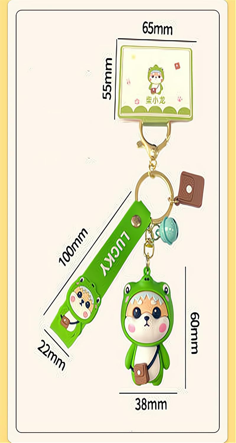 Keychain, Ladies Girl Cute Keychain with Cute Dog Pendant Hand Strap Creative New Year Gift Animal Pendant Car Key Pendant Metal Key Ring for Handbags, Purses, Bags, Belts, 1 Pcs, Green - Image 4