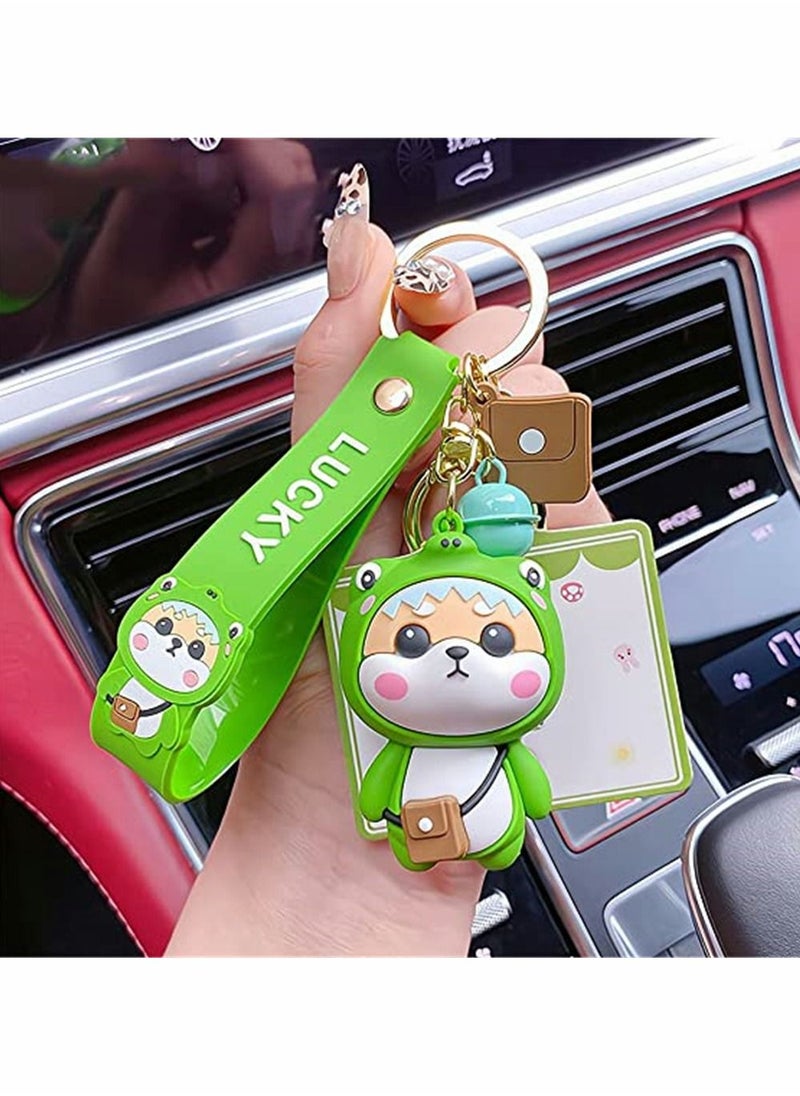 SYOSI - Keychain, Ladies Girl Cute Keychain with Cute Dog Pendant Hand Strap Creative New Year Gift Animal Pendant Car Key Pendant Metal Key Ring for Handbags, Purses, Bags, Belts, 1 Pcs, Green - Image 1