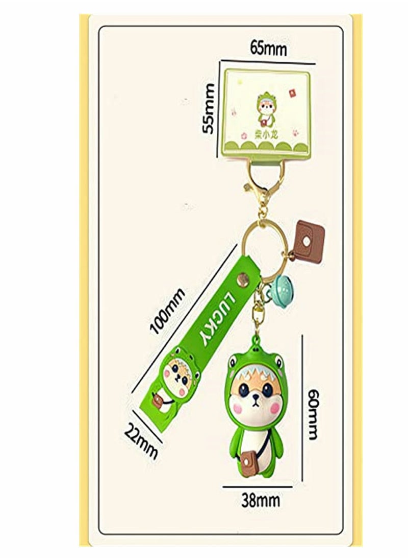 SYOSI - Keychain, Ladies Girl Cute Keychain with Cute Dog Pendant Hand Strap Creative New Year Gift Animal Pendant Car Key Pendant Metal Key Ring for Handbags, Purses, Bags, Belts, 1 Pcs, Green - Image 1