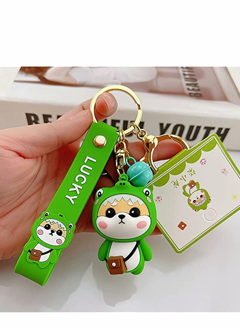 SYOSI - Keychain, Ladies Girl Cute Keychain with Cute Dog Pendant Hand Strap Creative New Year Gift Animal Pendant Car Key Pendant Metal Key Ring for Handbags, Purses, Bags, Belts, 1 Pcs, Green - Image 1