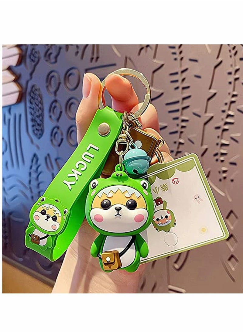 SYOSI - Keychain, Ladies Girl Cute Keychain with Cute Dog Pendant Hand Strap Creative New Year Gift Animal Pendant Car Key Pendant Metal Key Ring for Handbags, Purses, Bags, Belts, 1 Pcs, Green - Image 1