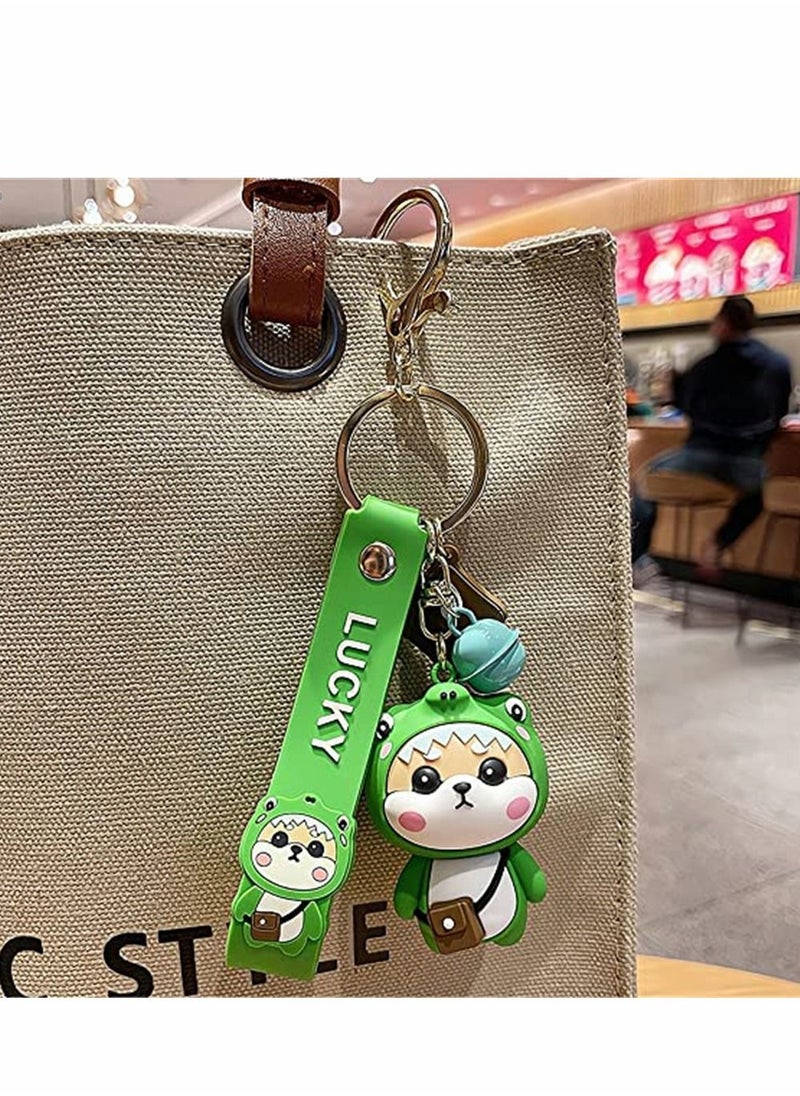 SYOSI - Keychain, Ladies Girl Cute Keychain with Cute Dog Pendant Hand Strap Creative New Year Gift Animal Pendant Car Key Pendant Metal Key Ring for Handbags, Purses, Bags, Belts, 1 Pcs, Green - Image 1