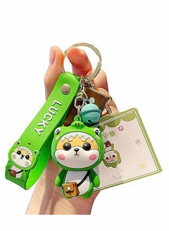 Keychain, Ladies Girl Cute Keychain with Cute Dog Pendant Hand Strap Creative New Year Gift Animal Pendant Car Key Pendant Metal Key Ring for Handbags, Purses, Bags, Belts, 1 Pcs, Green
