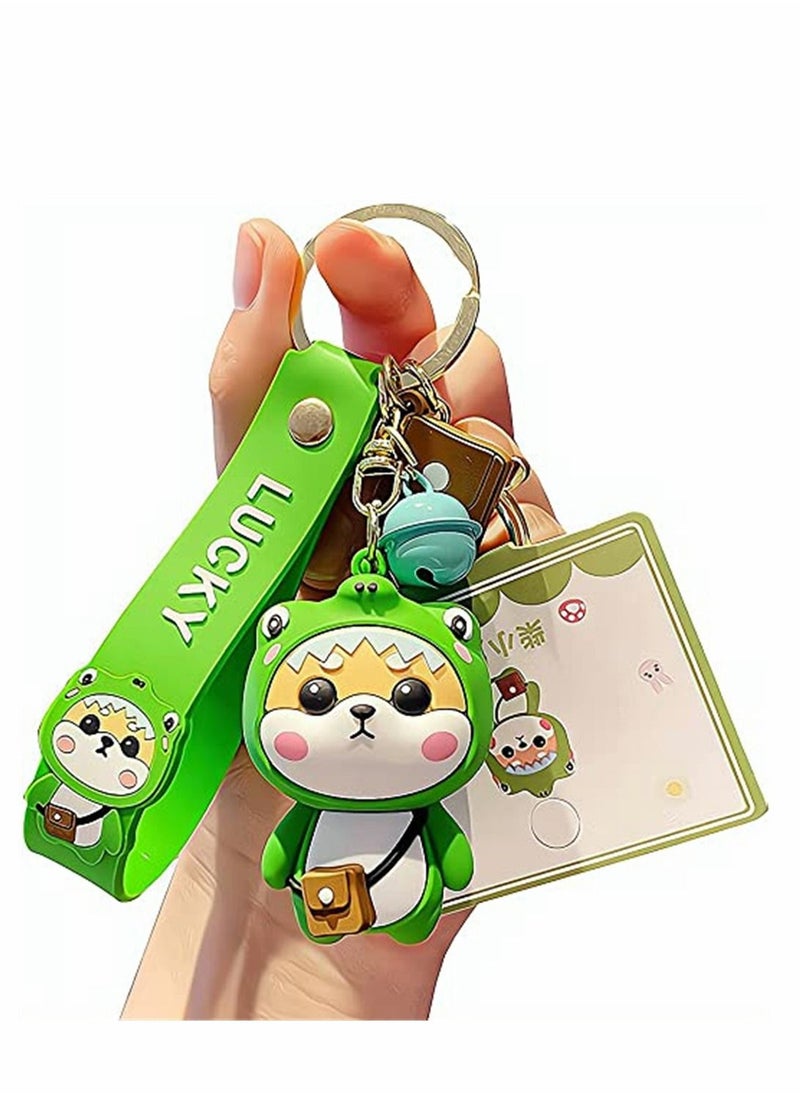 SYOSI - Keychain, Ladies Girl Cute Keychain with Cute Dog Pendant Hand Strap Creative New Year Gift Animal Pendant Car Key Pendant Metal Key Ring for Handbags, Purses, Bags, Belts, 1 Pcs, Green - Image 1