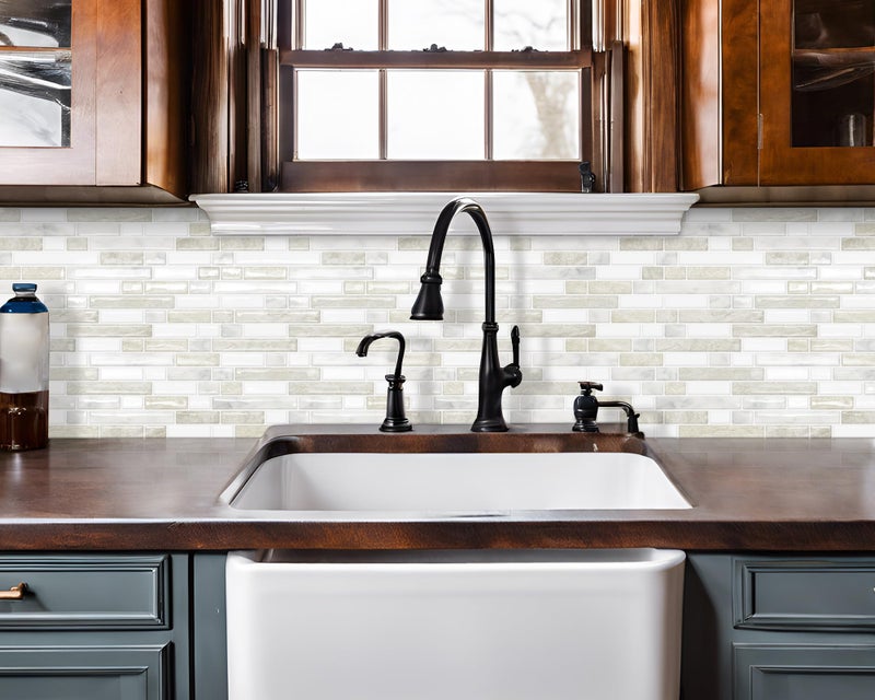 Tiwoos Thick Kitchen Backsplash Peel and Stick Tile 12"x12" Self Adhesive Sticky 3D Wall Marble Tiles Bathroom (10-Sheetï¼ŒBeige White) - Image 4