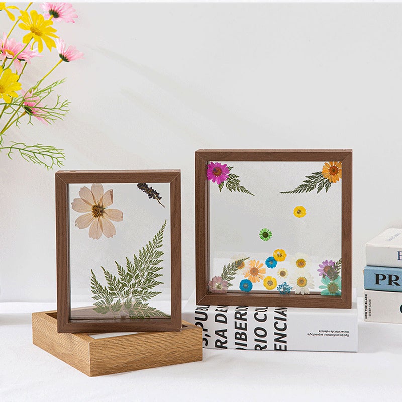 إطار عينات لأزهار وأوراق مجففة إطار خشبي بإطار زجاج حقيقي إطار صور زفاف زينة صوف سطح المكتب - Image 3