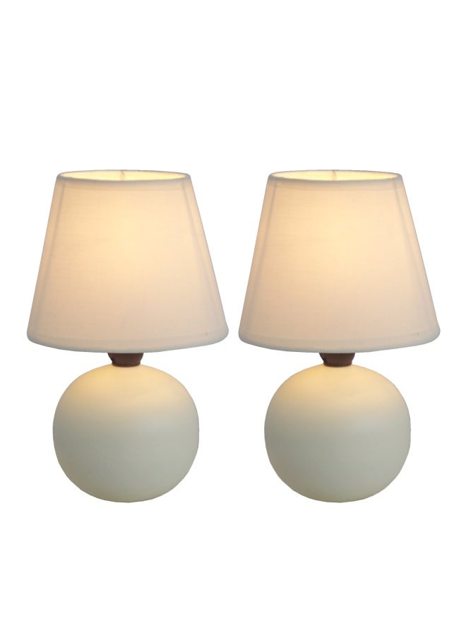 Simple Designs LT2008-OFF-2PK Mini Ceramic Globe Table Lamp 2 Pack Set, Off-White - Image 1