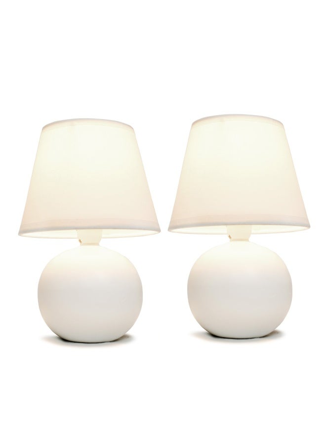 Simple Designs LT2008-OFF-2PK Mini Ceramic Globe Table Lamp 2 Pack Set, Off-White - Image 2