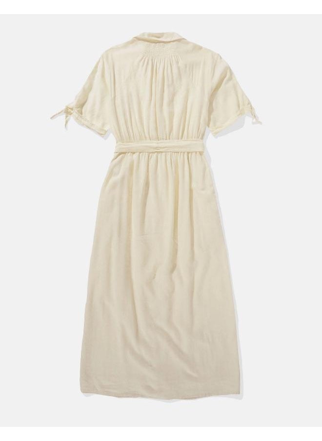 American Eagle - AE Short-Sleeve Midi Shirt Dress - Image 1