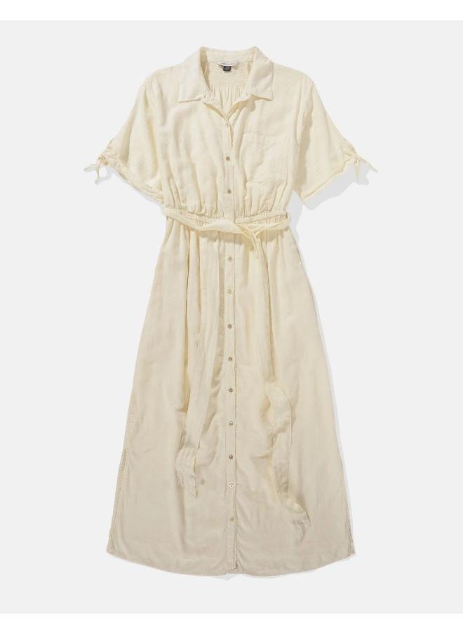 American Eagle - AE Short-Sleeve Midi Shirt Dress - Image 1