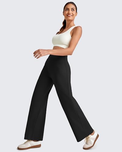 G4Free Wide Leg Yoga Pants for Women Ankle Length Cropped Yoga Dress Pants with Pockets High Waisted Petite Casual Travel Trousers for Fashion ClothesBlackLPetite - Image 3