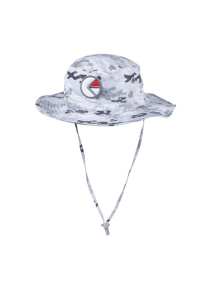 Ethika Boonie Hat, Wide Brim Outdoor Cap with Adjustable Chin Strap (Snow Camo, S|M) - Image 1