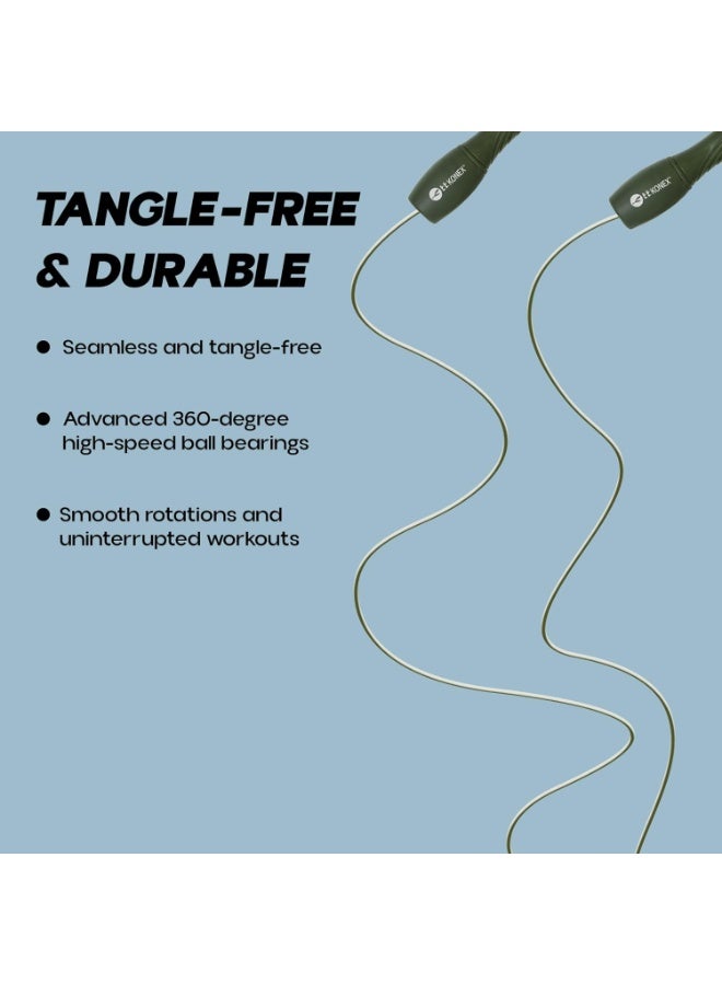KONEX Skipping Rope for Men & Women | Jumping Rope for Fitness, Home & Gym Workouts (Green) - Image 2