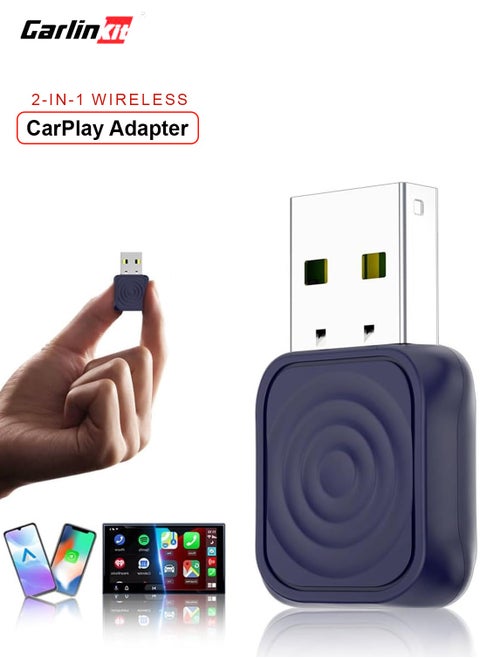 2 in 1 Wireless CarPlay Adapter, Mini Wireless Converter for iPhone and Android, Converts Wired CarPlay and Android Auto to Wireless, Plug and Play, Ultra Mini Design