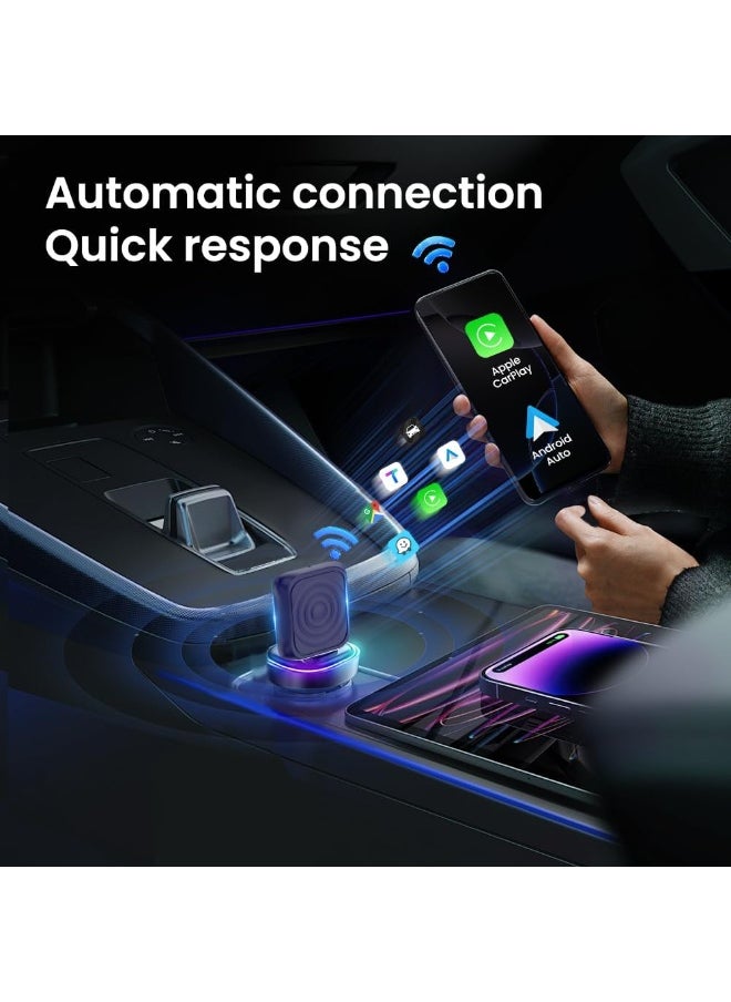 2 in 1 Wireless CarPlay Adapter, Mini Wireless Converter for iPhone and Android, Converts Wired CarPlay and Android Auto to Wireless, Plug and Play, Ultra Mini Design