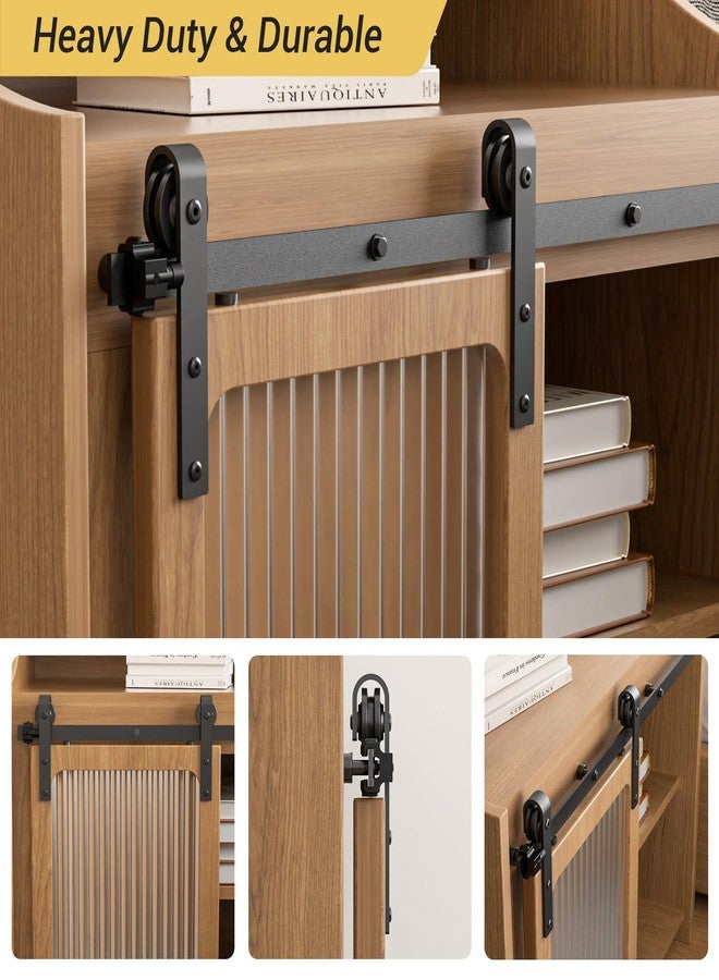 CCJH 4FT Mini Sliding Barn Door Hardware Kit Closet Cabinet 48" Track System Carbon Steel Basic Roller Hanger for Single 24" Wide Door Panel - Image 5