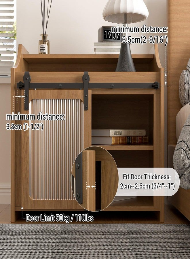 CCJH 4FT Mini Sliding Barn Door Hardware Kit Closet Cabinet 48" Track System Carbon Steel Basic Roller Hanger for Single 24" Wide Door Panel - Image 4