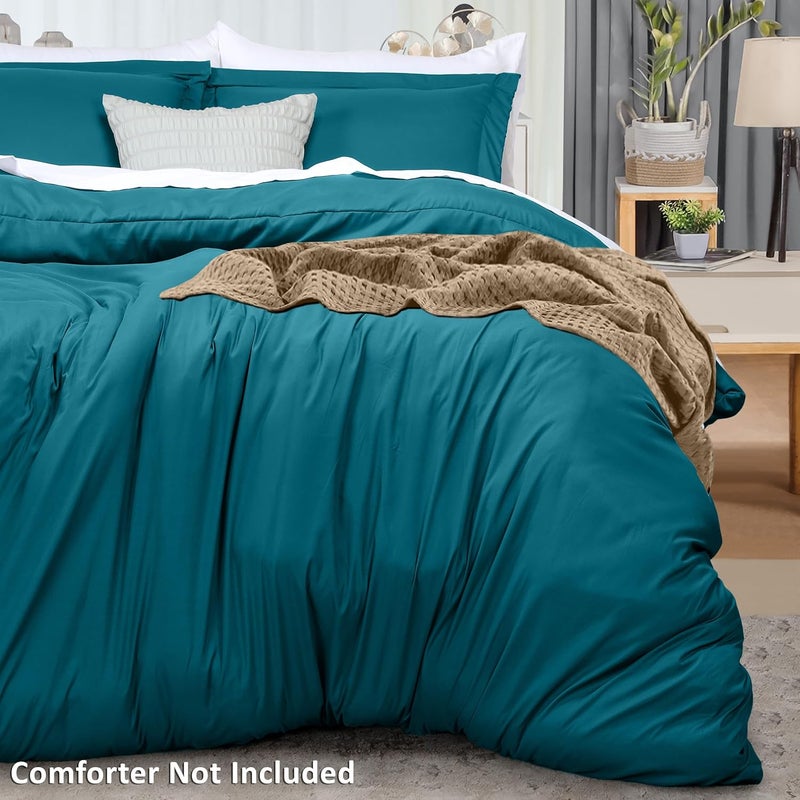 طقم غطاء لحاف من Utopia Bedding مقاس كوين - 1 غطاء لحاف مع 2 غطاء وسادة - 3 قطعة غطاء لحاف بإغلاق بسحاب - مايكروفايبر ممشط فائق النعومة، 90 × 90 بوصة (كوين، أزرق جينز) - Image 4