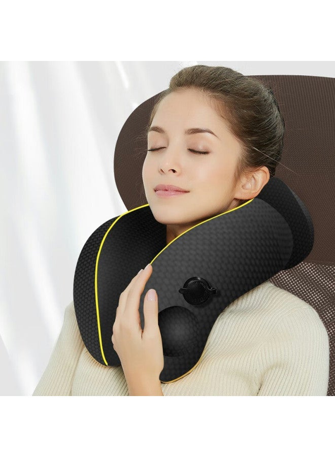 ETRAVEL Etravel Inflatable U-shaped Neck Pillow, Automatic Inflatable Travel Pillow, Portable U-shaped Pillow For Airplane Naps, Neck Support Cushion, Cool Black (set)  - Image 1