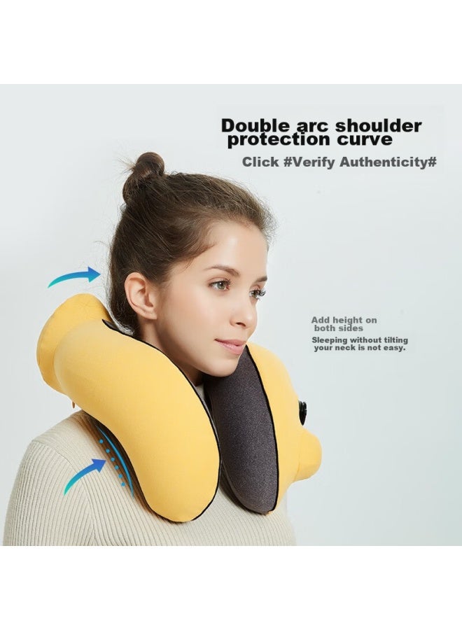 ETRAVEL Etravel Inflatable U-shaped Neck Pillow, Automatic Inflatable Travel Pillow, Portable U-shaped Pillow For Airplane Naps, Neck Support Cushion, Cool Black (set)  - Image 3