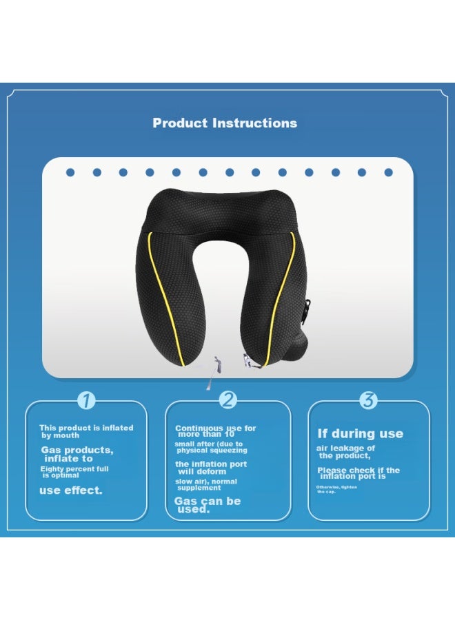 ETRAVEL Etravel Inflatable U-shaped Neck Pillow, Automatic Inflatable Travel Pillow, Portable U-shaped Pillow For Airplane Naps, Neck Support Cushion, Cool Black (set)  - Image 2