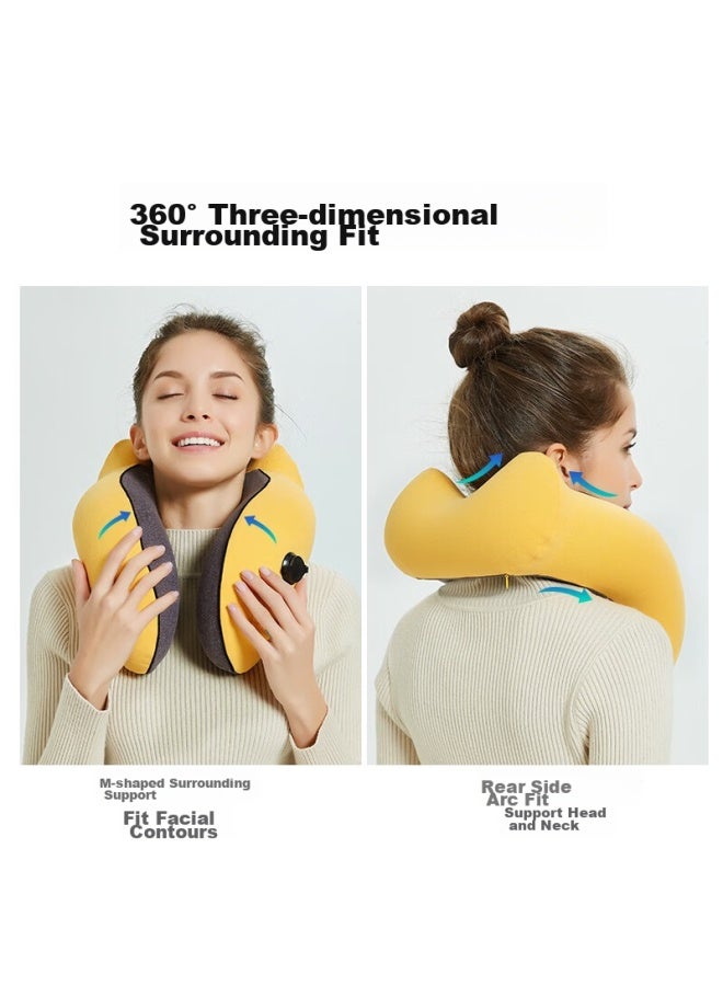 ETRAVEL Etravel Inflatable U-shaped Neck Pillow, Automatic Inflatable Travel Pillow, Portable U-shaped Pillow For Airplane Naps, Neck Support Cushion, Cool Black (set)  - Image 4