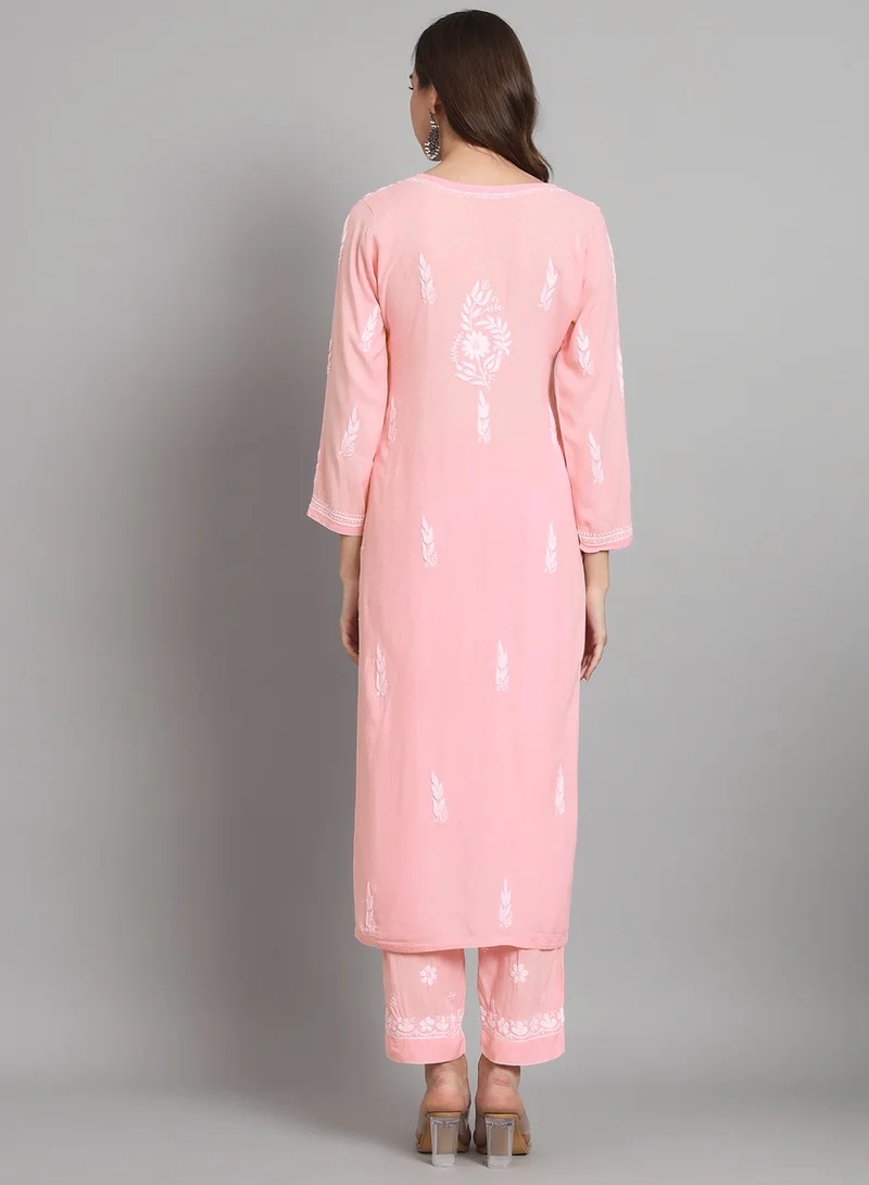 Alaya Women Hand Embroidered Chikankari Cotton kurta set-AL3451KS