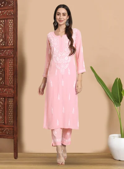 Alaya Women Hand Embroidered Chikankari Cotton kurta set-AL3451KS