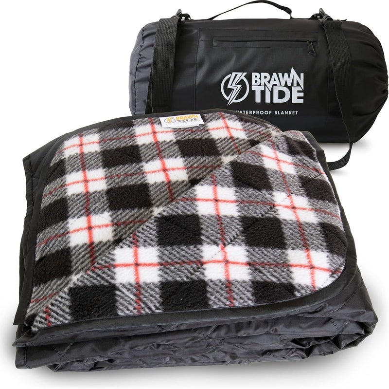 BRAWNTIDE Large Outdoor Waterproof Blanket - Extra Thick Fleece, Warm, Windproof, Sandproof, Quilted, 82" x 55", Ideal for Beaches, Picnics, Camping, Stadiums, Dogs, Car - Image 1