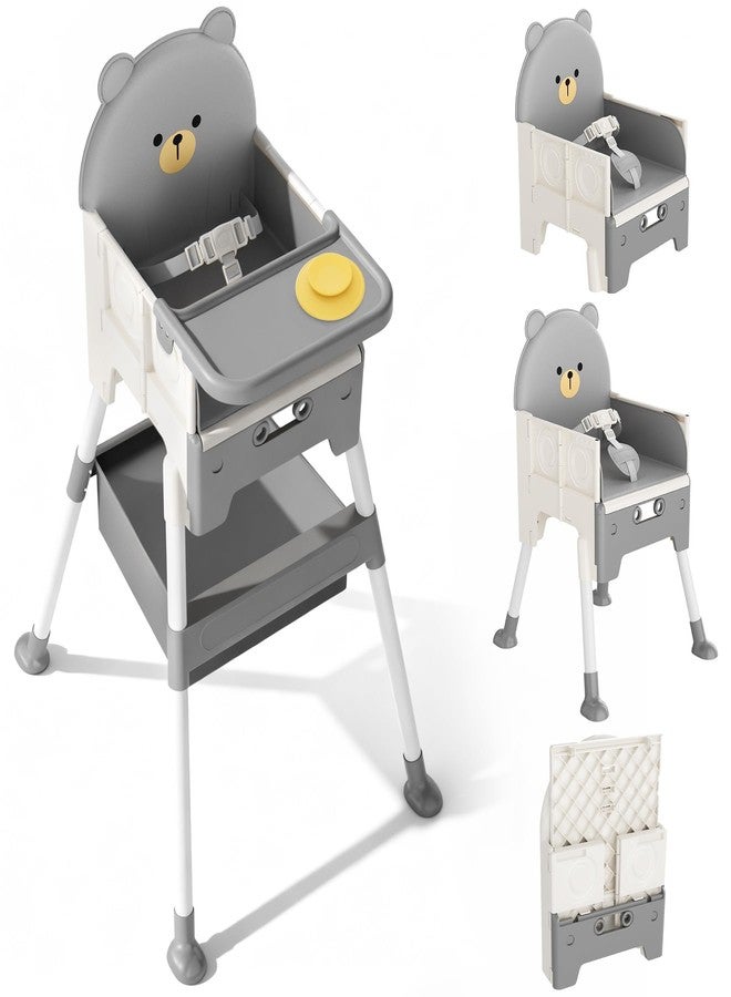 Zenvory Baby High Chair 3 in 1 High Chairs for Babies and Toddlers Bear Toddler Chair Adjustable Height Highchair with Bib and Storage Bag for Baby Convenient Comfortable Feeding（Grey） - Image 1
