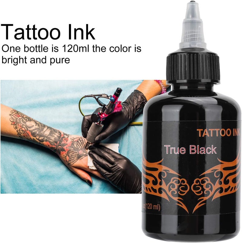 klarako Tattoo Ink,Semi\u2011Permanent Tattoo Pigment Long Lasting Body Art Tattoo Ink Tattoo Accessory 120ml(true black) True Black - Image 2