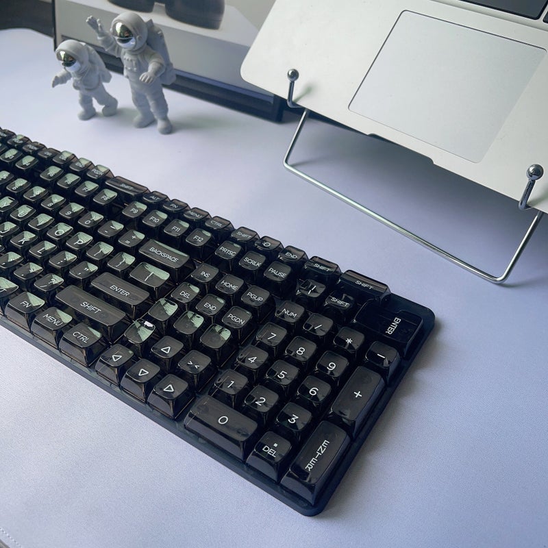 Crystal Clear Keycaps 132 Full Set for Mechanical KeyboardsBlack transparent white key Cap 132 large full key Black transparent white key Cap 132 large full key