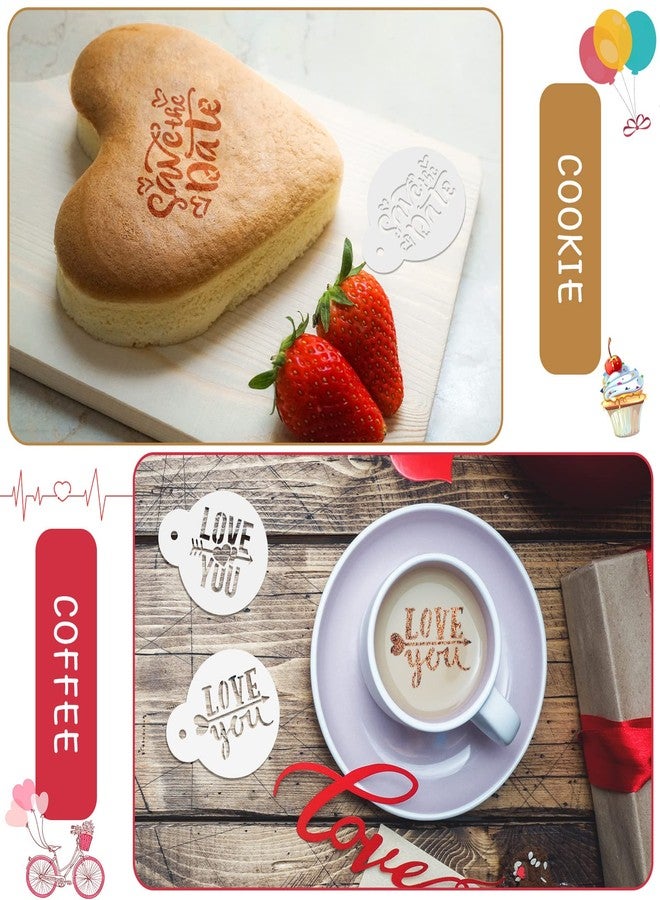 Jecery 30 Pcs Valentine's Day Cake Stencil Templates Decoration Valentine Plastic Cookie Decorating Stencils Reusable Coffee Stencils Baking Painting Mold Tools for Valentine's Day Baking DIY Decor Mold - Image 4