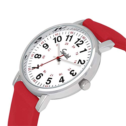 Speidel Original Scrub Watch™ for Nurses, Medical Professionals, Mens and Womens Watch with Second Hand Nursing, Nurse Watches for Women Men, Waterproof 12 and 24 hr Time - Red - Image 2