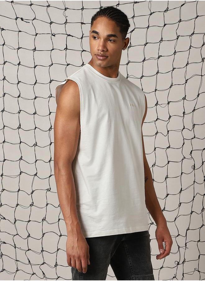 Hubberholme Men Solid Sleeveless T-shirt  - Image 2