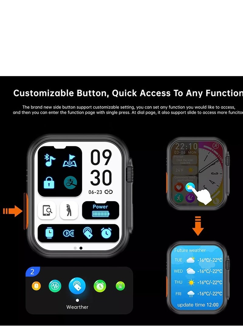 WISME Smart Watch WS-67 ultra2  Series 2 AMOLED display With Health Fitness Tracker Sport Watch  Supports 49MM-ORANGE - Image 3