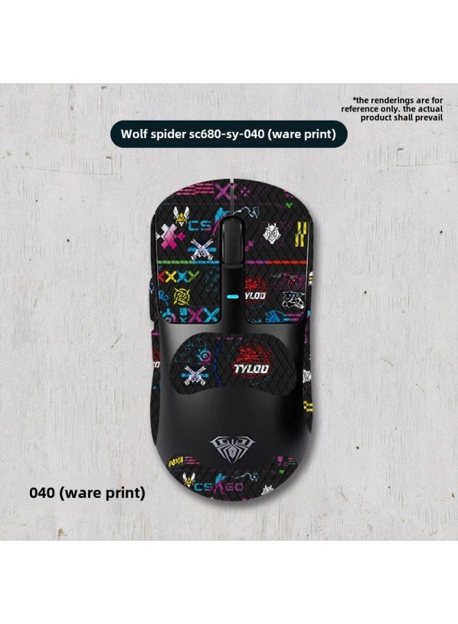 Suitable For Tarantula SC680 Mouse Anti-slip Stickers Full Bag With Back Stickers Anti-scratch Waterproof Lizard Skin Anti-sweat Suction Generation Wholesale-Color:Wolf Spider Sc680-sy-040 Team Print/black Diamond-all Inclusive  - Image 1