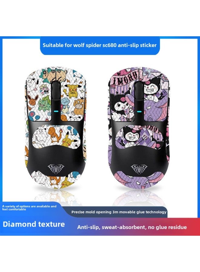 Suitable For Tarantula SC680 Mouse Anti-slip Stickers Full Bag With Back Stickers Anti-scratch Waterproof Lizard Skin Anti-sweat Suction Generation Wholesale-Color:Wolf Spider Sc680-sy-040 Team Print/black Diamond-all Inclusive  - Image 2