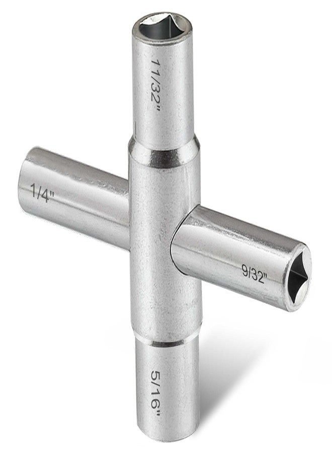 Hanpex 4-Way Sillcock Key Wrench, 1/4", 9/32", 5/16", 11/32", Fits Most Sillcock, Stopcock, Water Spigots, Wall-hydrant, Control Cabinet and Valves - Image 1
