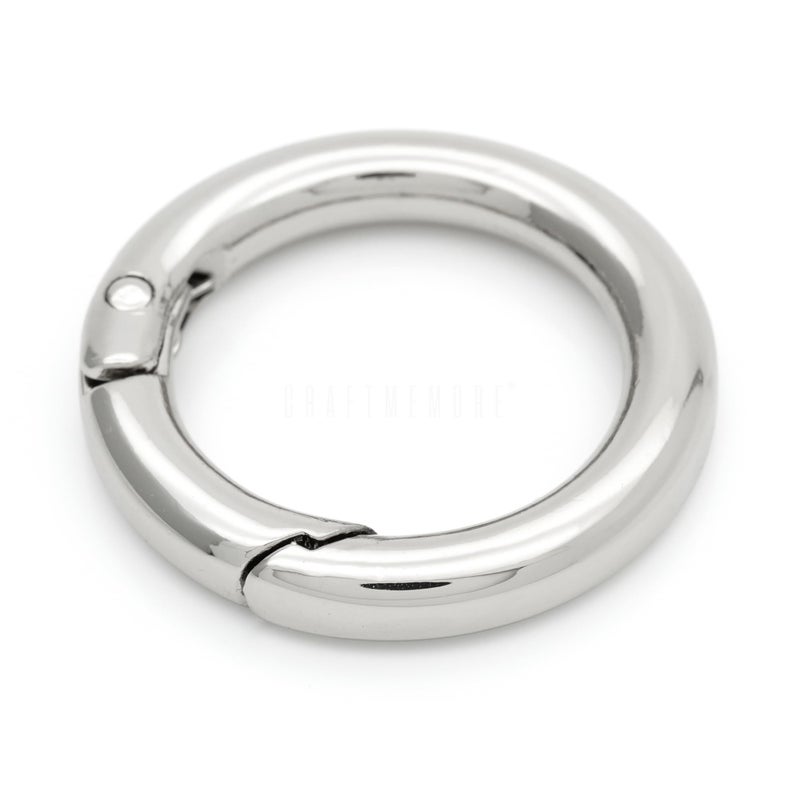 CRAFTMEMORE 2pcs 2 Inches Inner O Ring Spring Opening Snap Trigger Clip Buckle Charm Purse Making SCOS Silver