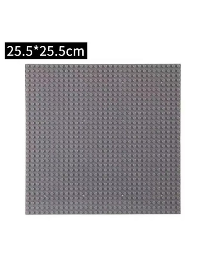 Gray Baseplate for Building - 25.5×25.5 cm Rectangular Board, Compatible with Building Blocks, Ideal for Kids' Creativity, Construction, and Play - Image 1