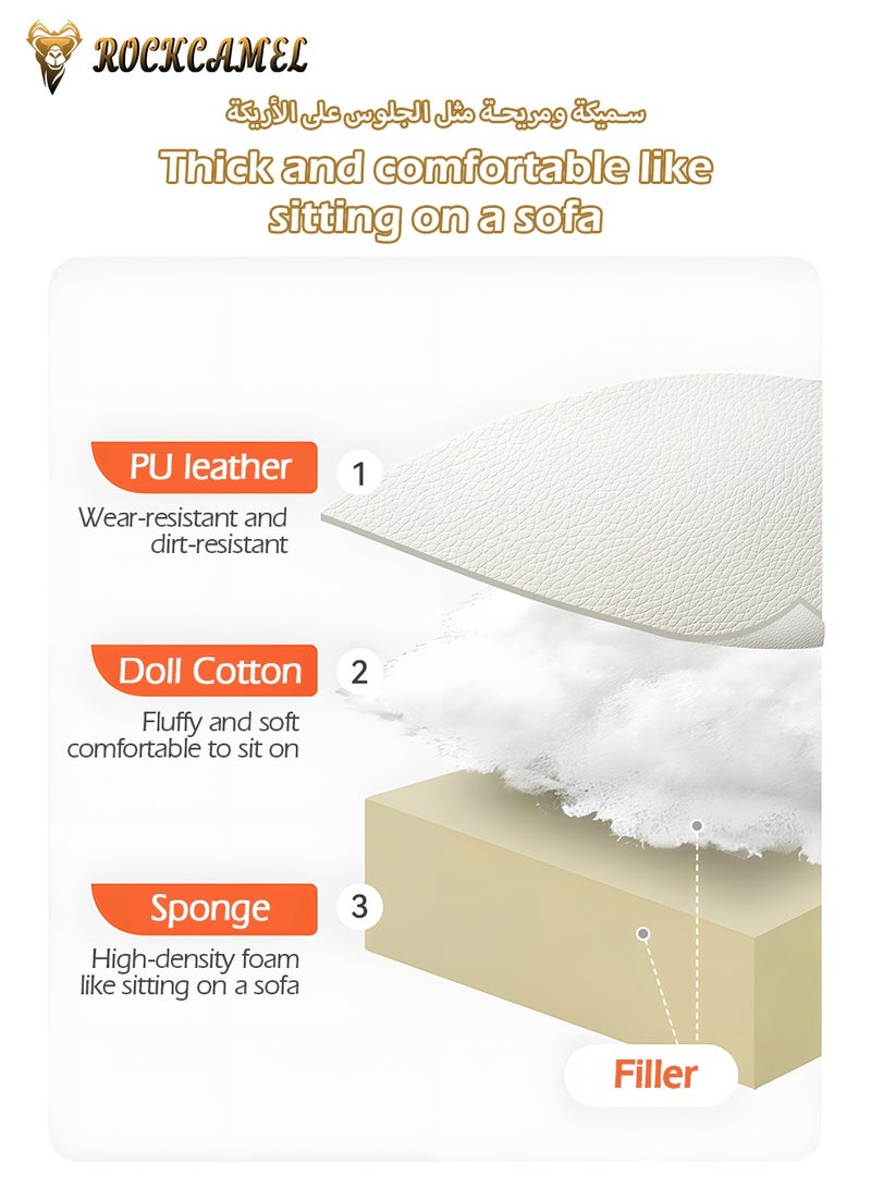 ROCKCAMEL Ergonomic Executive Office Chair/Boss Chair, High-Back PU Leather Desk Chair with Retractable Footrest, Steel Caster Base, Reclining Computer Gaming Chair for Boss, Manager, Home Office, and Lounge, White - Image 5