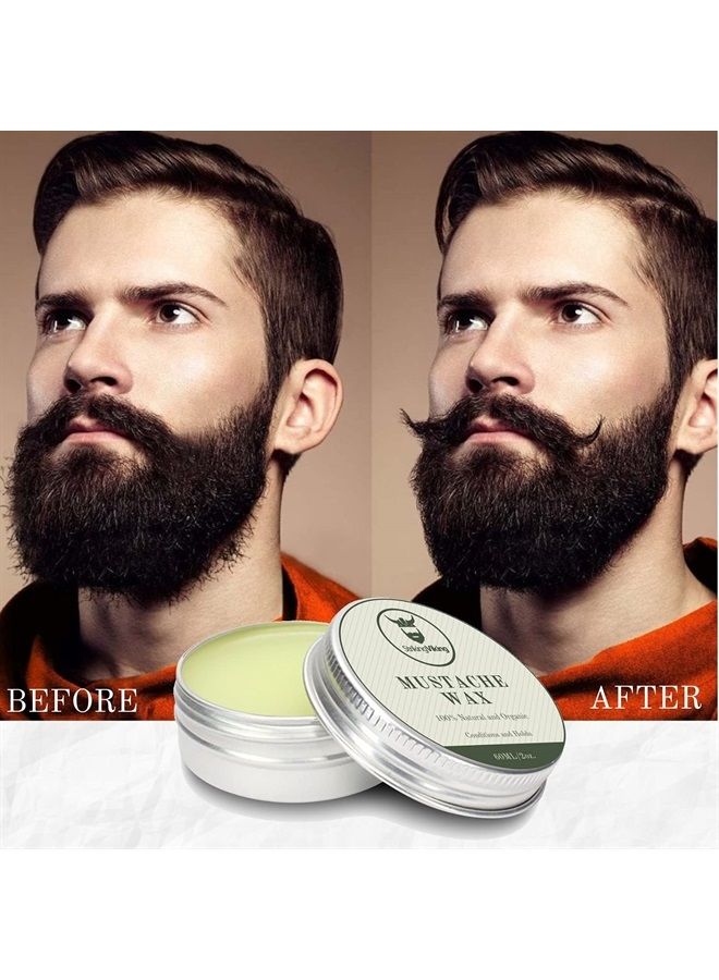 Striking Viking Mustache Wax and Comb Kit - Beard and Moustache Wax for Men with Strong Hold Natural Beeswax - Helps Tame, Style, and Condition Facial Hair, Vanilla - Image 1