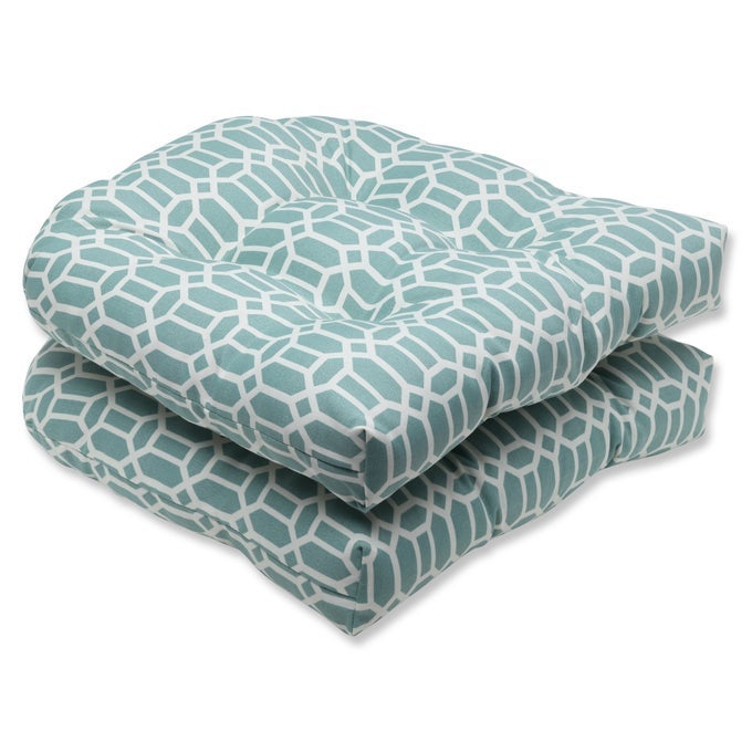 535487 OUTDOORINDOOR RHODES QUARTZ TUFTED SEAT CUSHIONS ROUND BACK 19 X 19 BLUE 2 PACK