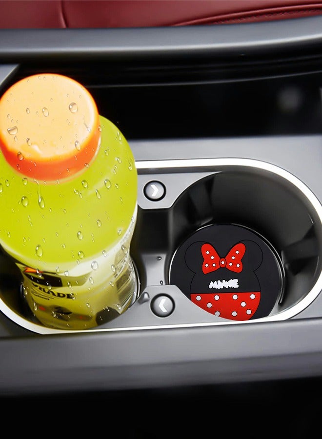 GROIC 2pcs Car Cup Pad Car Cupholder Coaster Absorbent,Cute Kawaii Cartoon Minnie Design PVC Automotive Cup Holder,Automotive Interior - Image 2